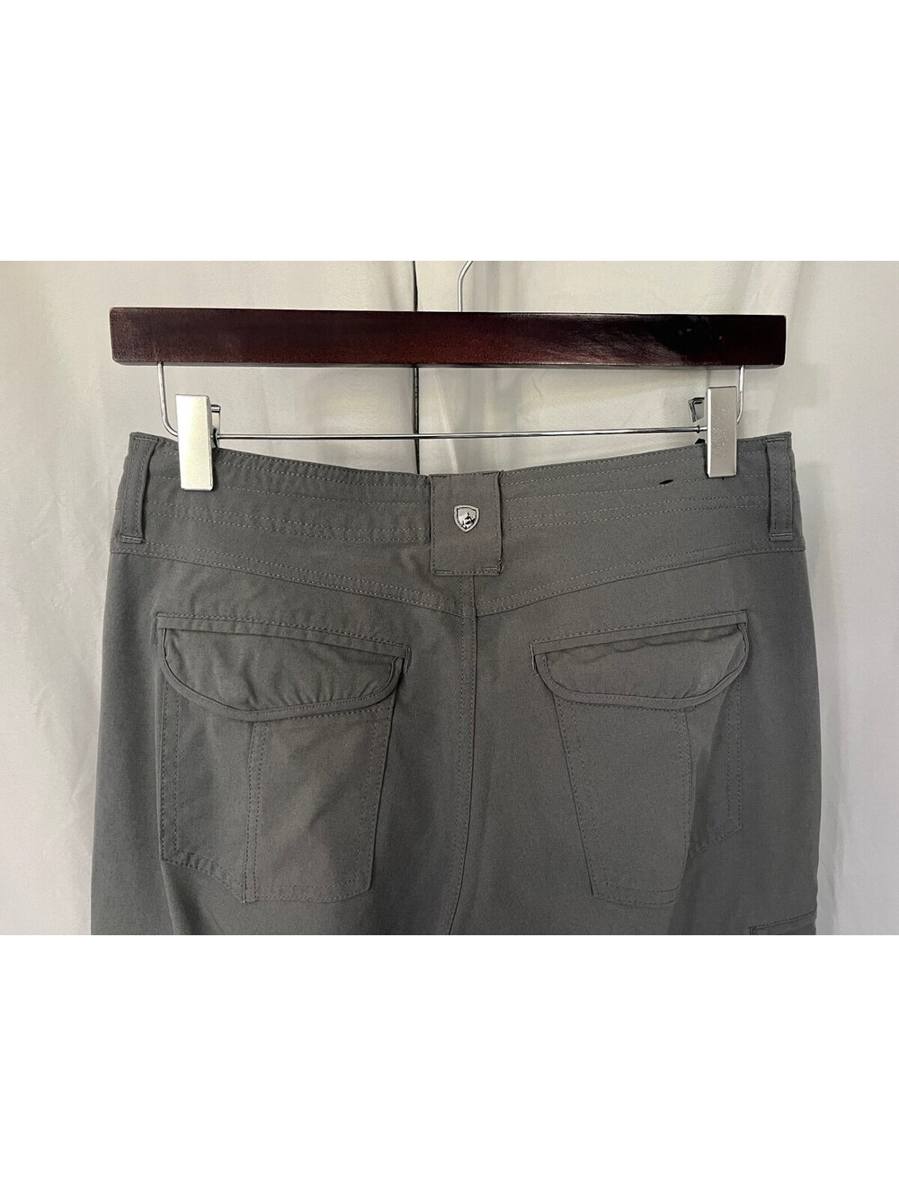 Kuhl Women's Solid Gray Flat Front Hiking Convertible Pants 6 Short 28 x 30